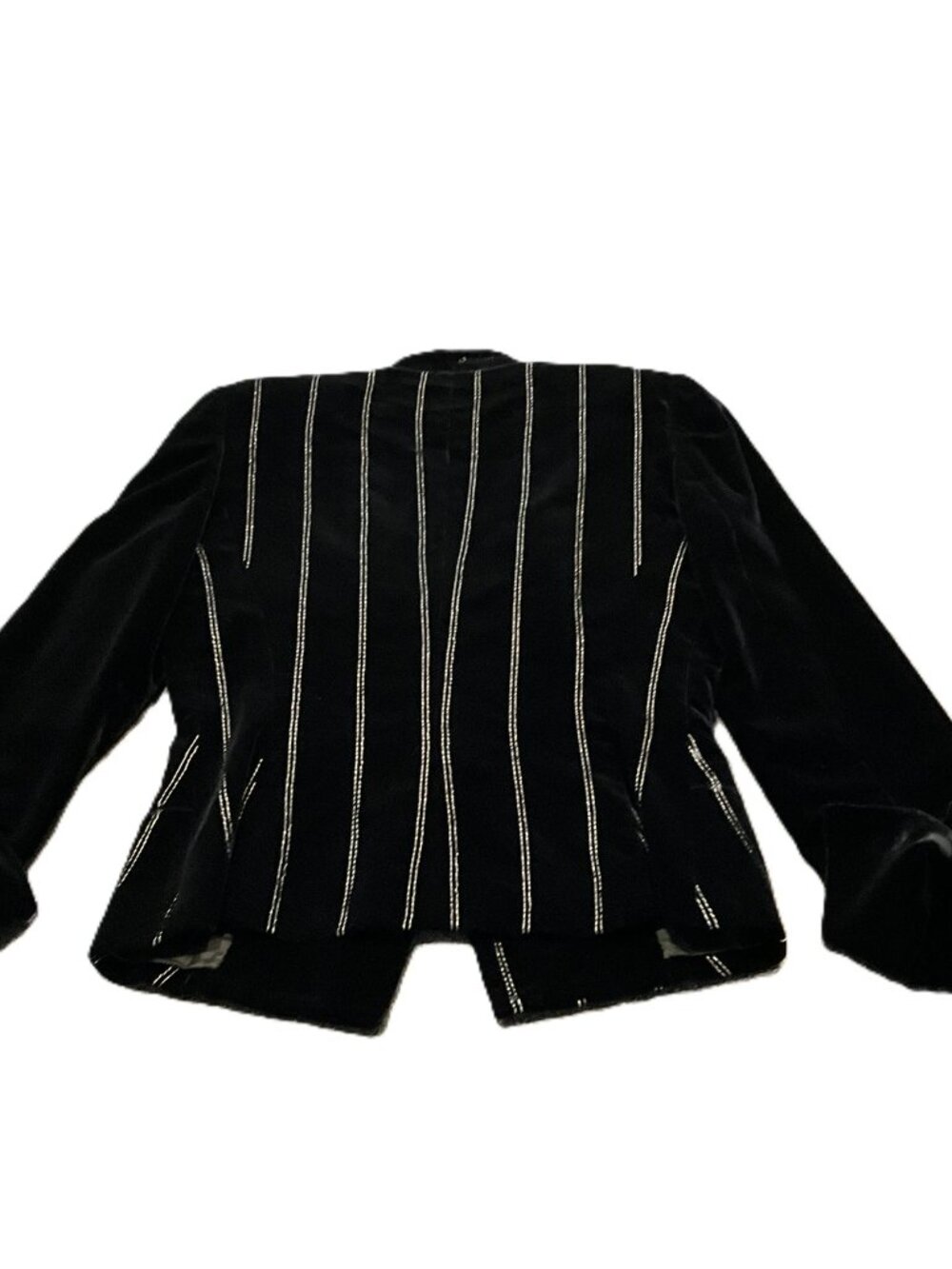 Gianfranco Ferre Velvet Blazer-Black with White Pinstripe Stitching IT 40 Italy - Picture 3 of 5